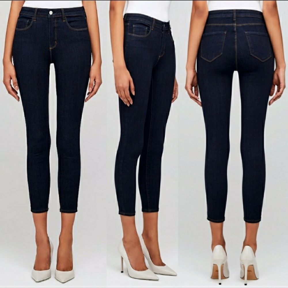 New L’ Agence Midnight Margot High Rise Skinny Dark Blue Jeans With Tag
